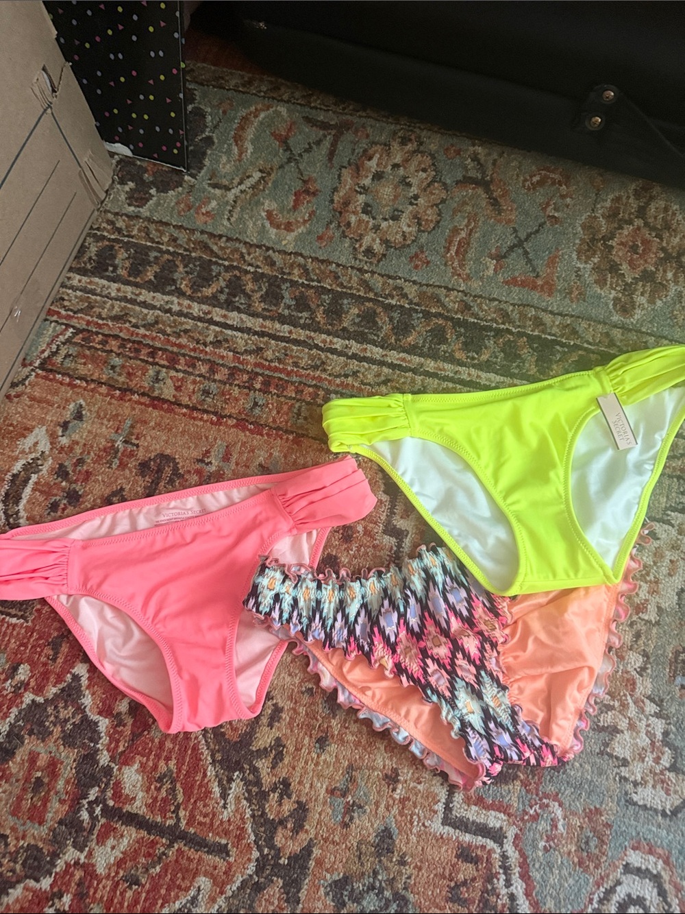 Victoria's Secret Neon Bikini Bottoms - Hot Pink, Lime & Multicolor